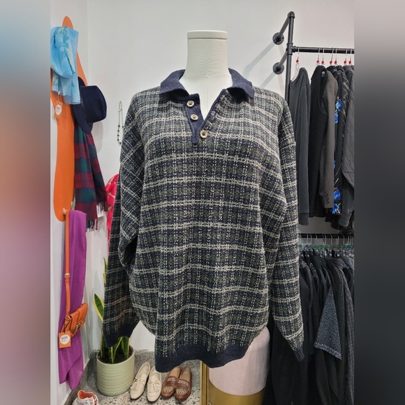Vintage Other - Vintage Men's Wool Blend Plaid Sweater